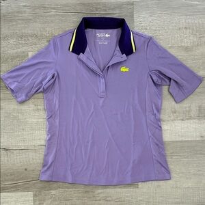 Lacoste Lavender Polo with Navy Collar